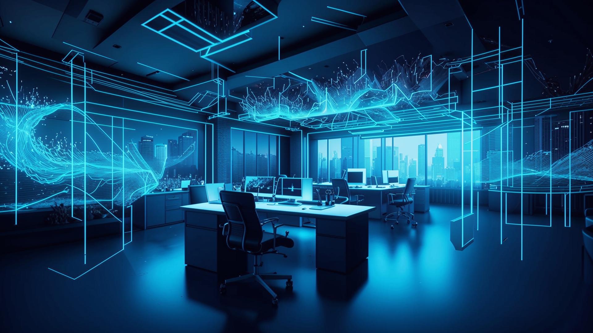 Stylized business environment with neural overlays